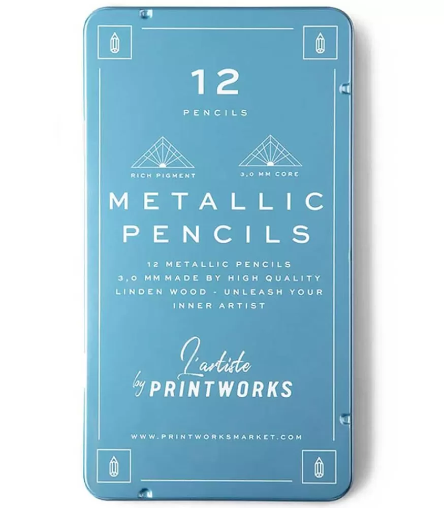 Printworks 12 Crayons De Couleur Metalliques