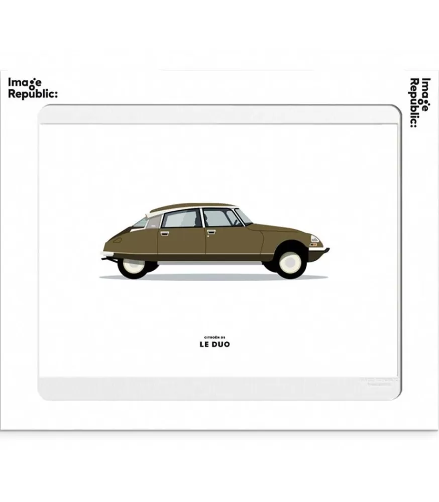 Image Republic Affiche Le Duo Voiture Citroen Ds Marron