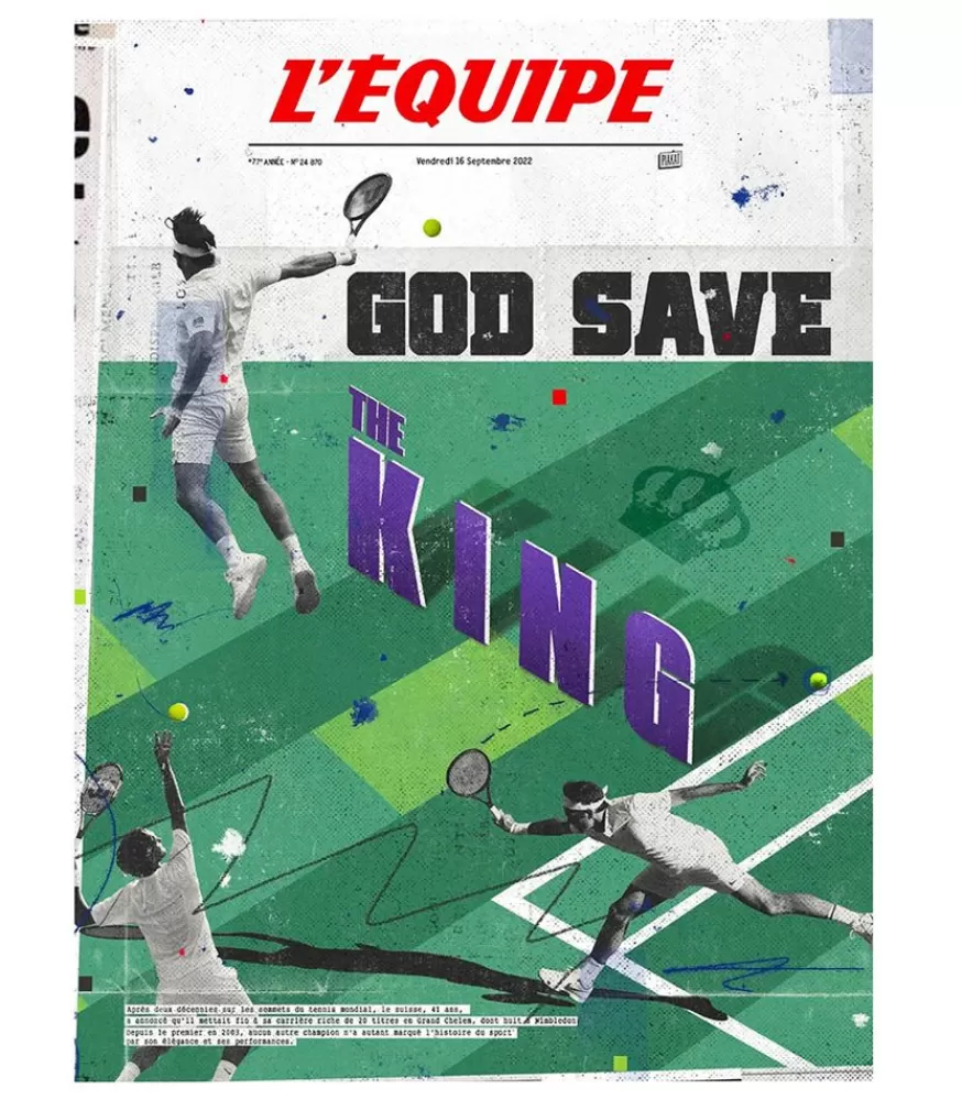 Plakat Affiche L'Equipe Federer 50 X 70Cm