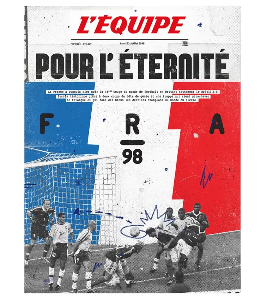 Plakat Affiche L'Equipe France 98 - 50 X 70Cm