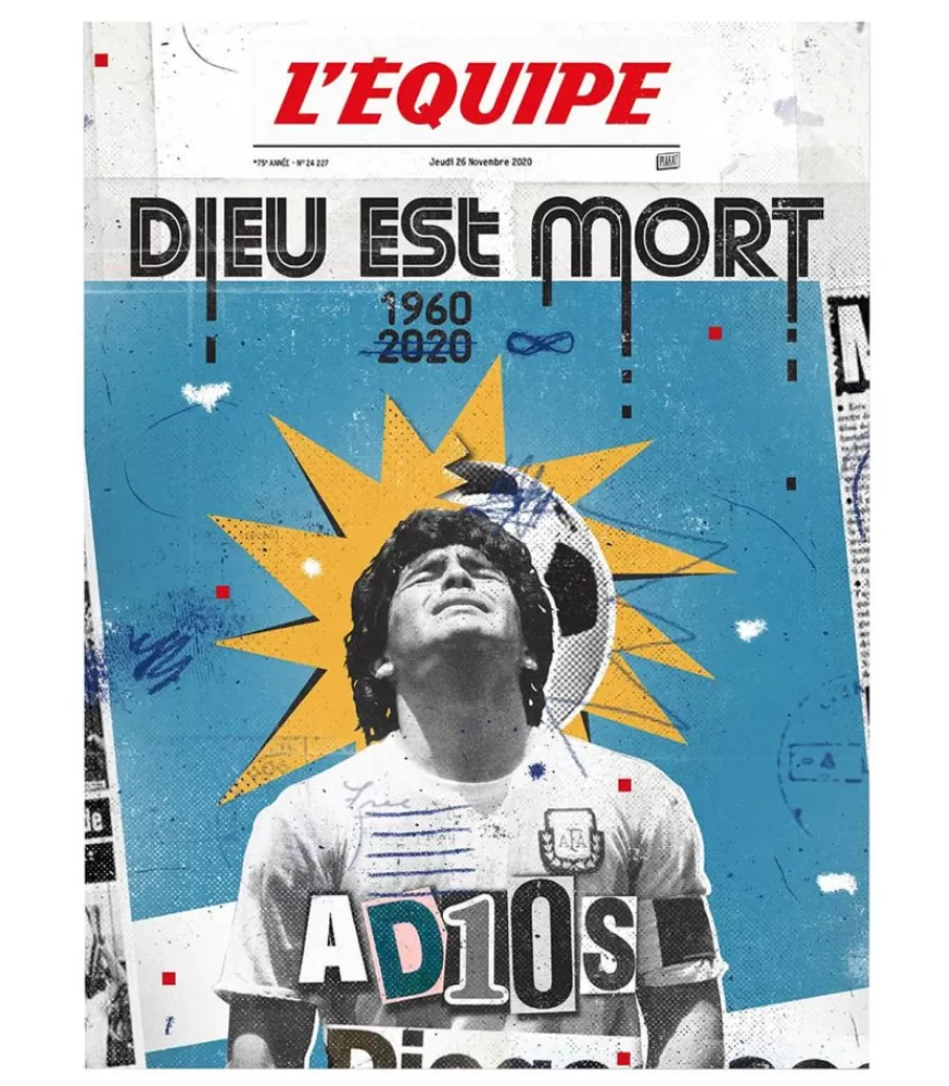 Plakat Affiche L'Equipe Maradona 50 X 70Cm