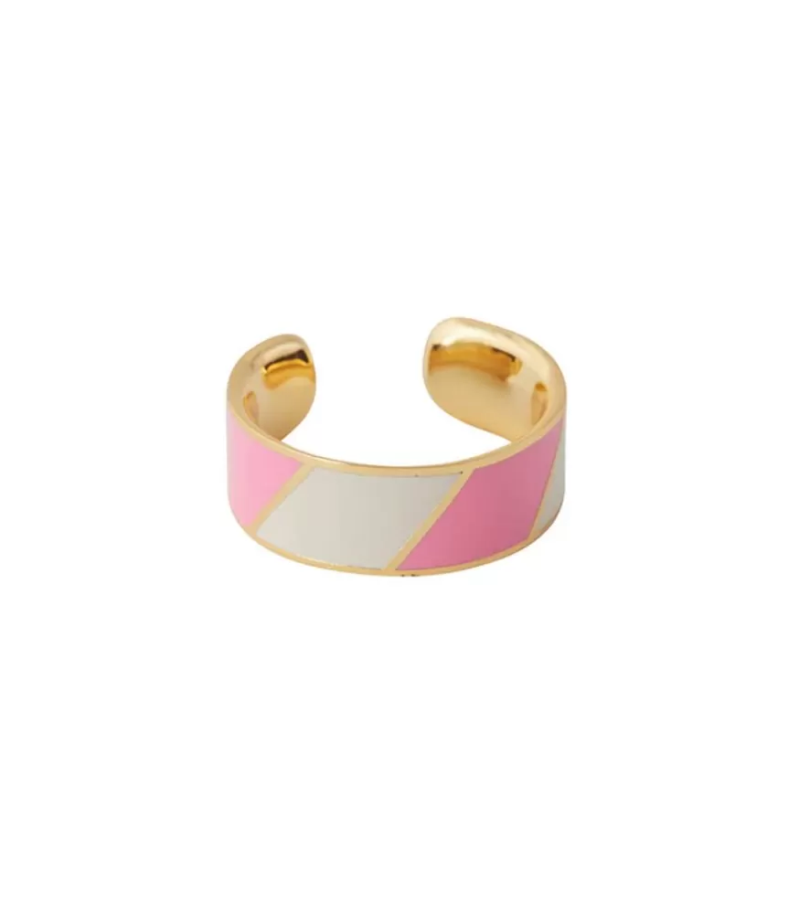 Femme Design Letters Bague Ajustable Big Striped Candy Pink White