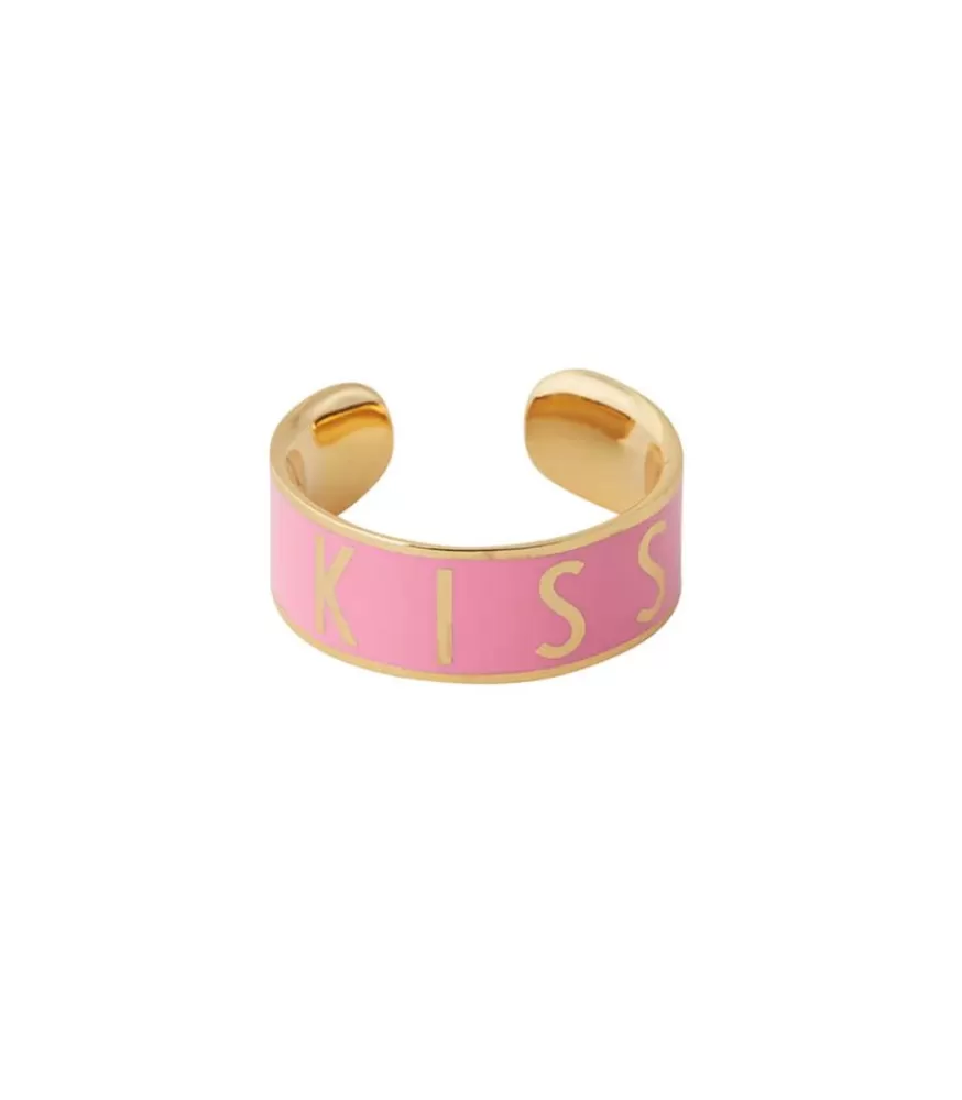 Femme Design Letters Bague Ajustable Big Word Candy Kiss Pink