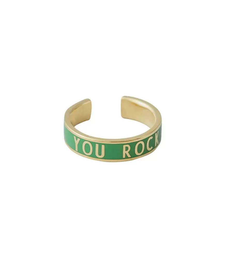 Femme Design Letters Bague Ajustable Candy Word You Rock Green