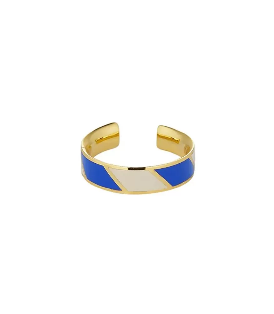 Femme Design Letters Bague Ajustable Striped Candy Cobalt White