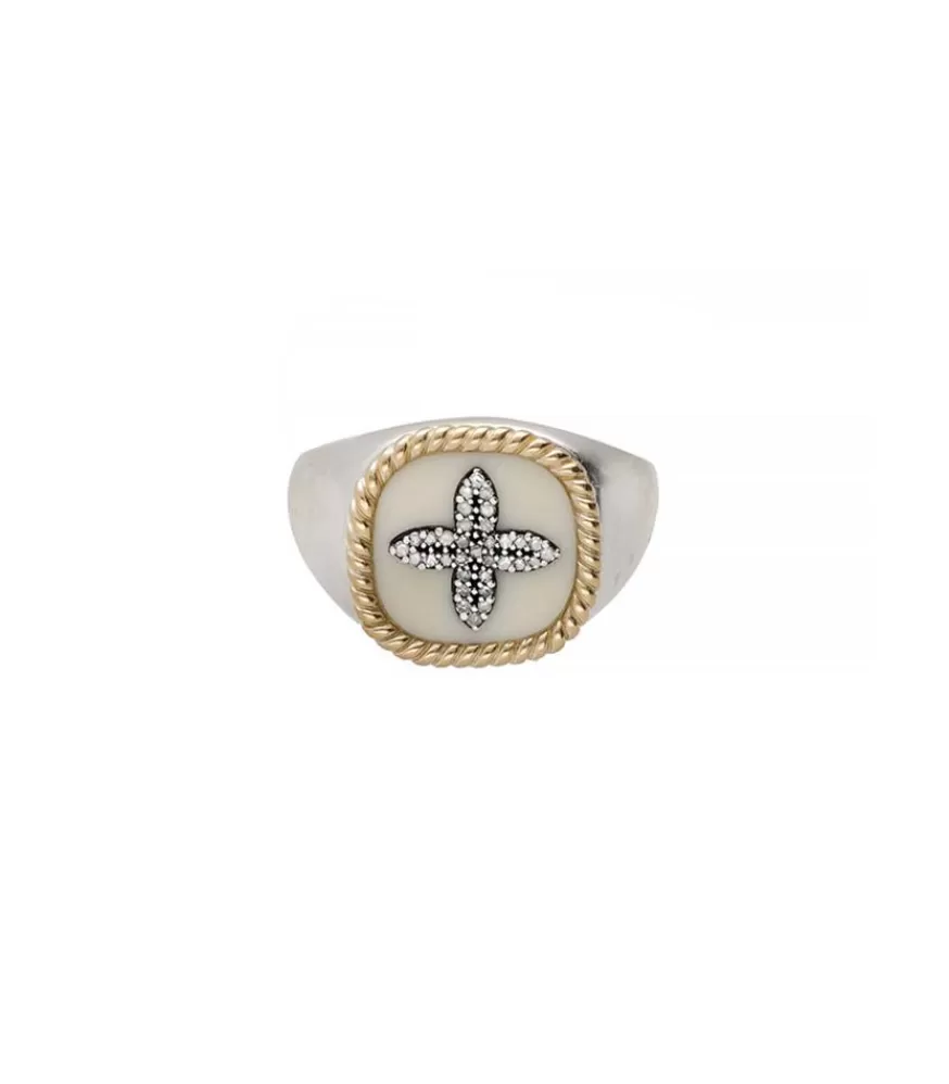 Femme Pascale Monvoisin Bague Chevaliere Bowie Blanc Diamants