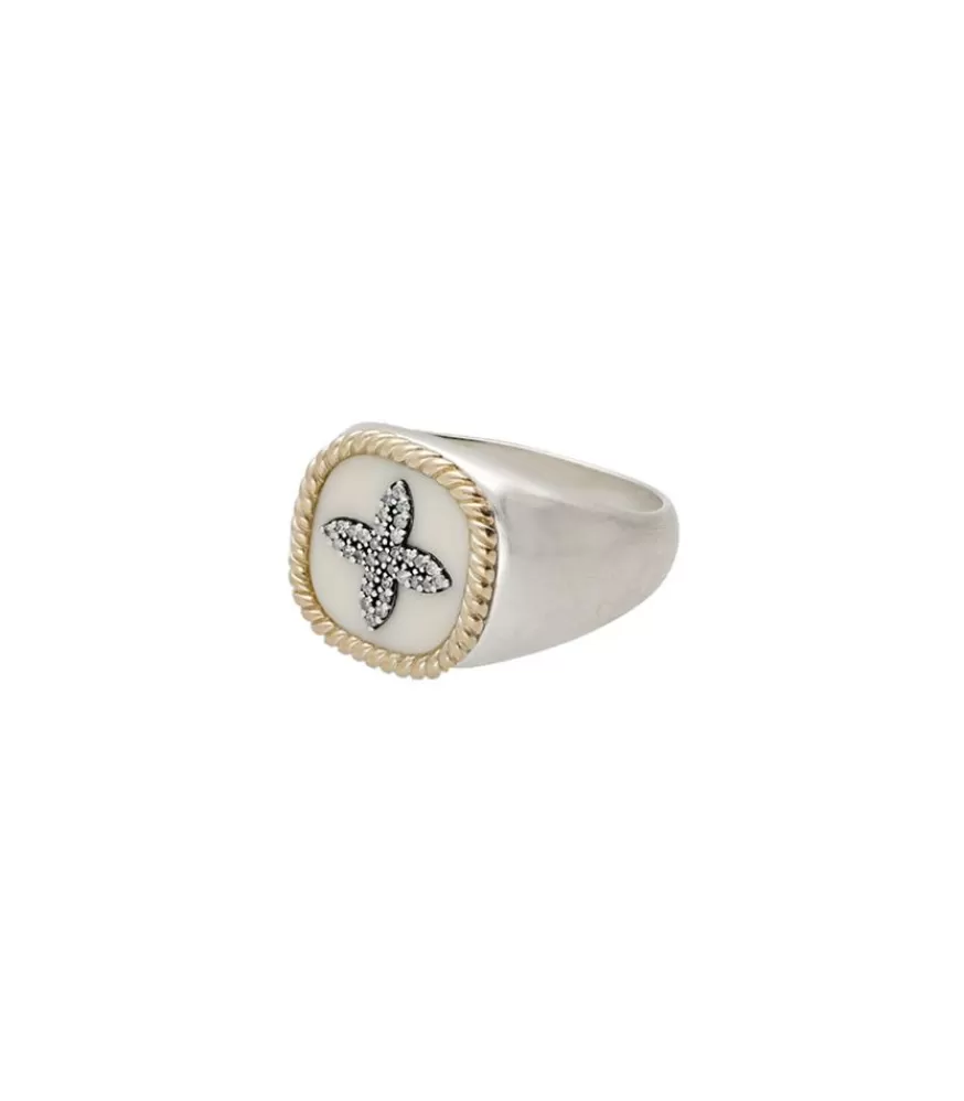 Femme Pascale Monvoisin Bague Chevaliere Bowie Blanc Diamants