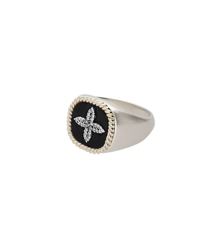 Femme Pascale Monvoisin Bague Chevaliere Bowie Noir Diamants