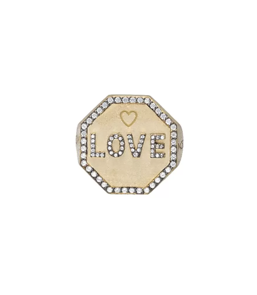 Femme Feidt Paris Bague Chevaliere Love Or Jaune Saphirs Blancs