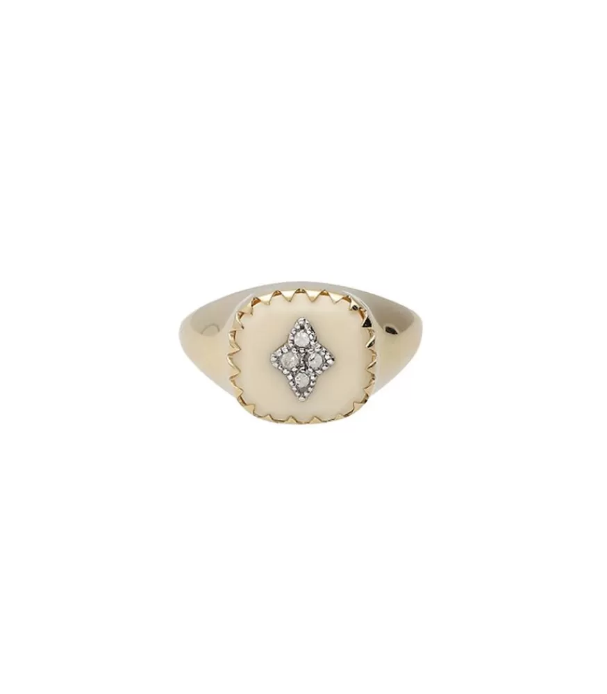 Femme Pascale Monvoisin Bague Chevaliere Pierrot Blanc