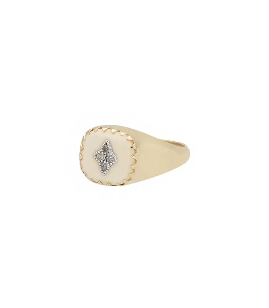 Femme Pascale Monvoisin Bague Chevaliere Pierrot Blanc