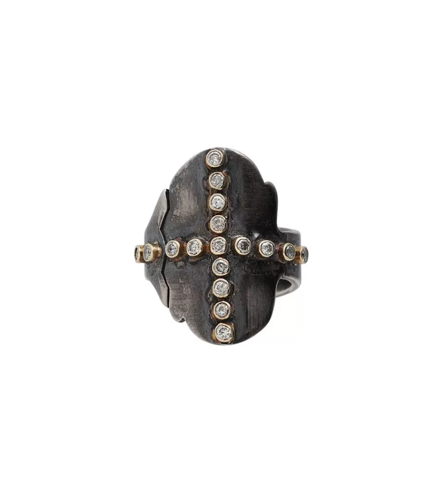 Femme Patricia Arango Bague Cross Ring Diamonds