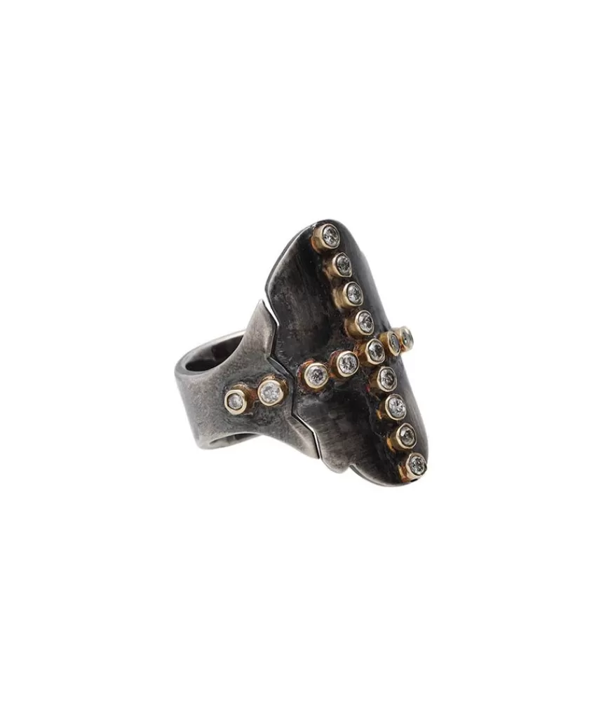 Femme Patricia Arango Bague Cross Ring Diamonds