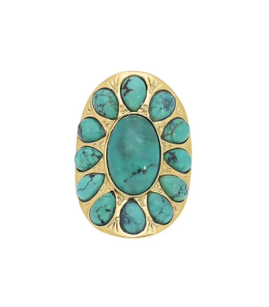 Femme Aurélie Bidermann Bague Navajo Plaque Or Et Turquoise