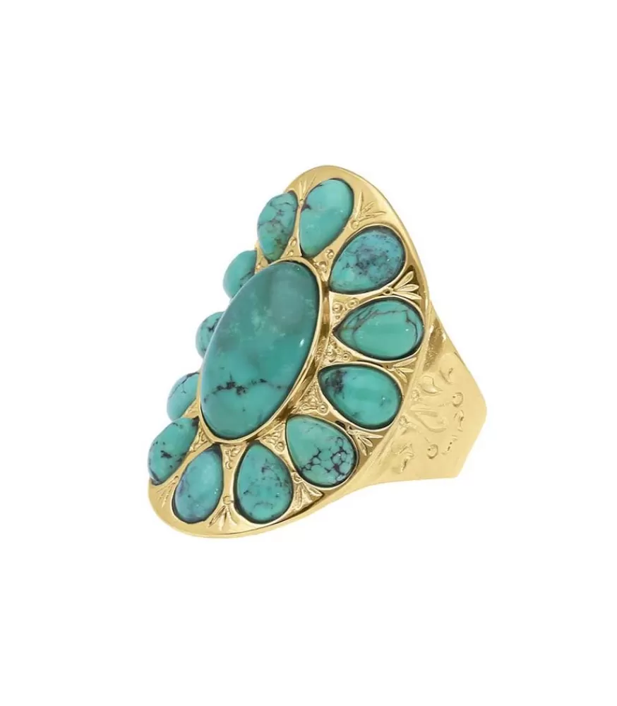 Femme Aurélie Bidermann Bague Navajo Plaque Or Et Turquoise