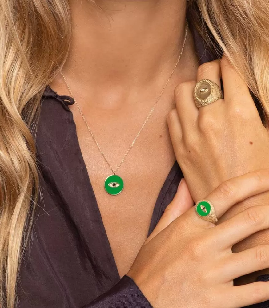 Femme Feidt Paris Bague Oeil Ibiza Or Jaune Et Resine Coloree