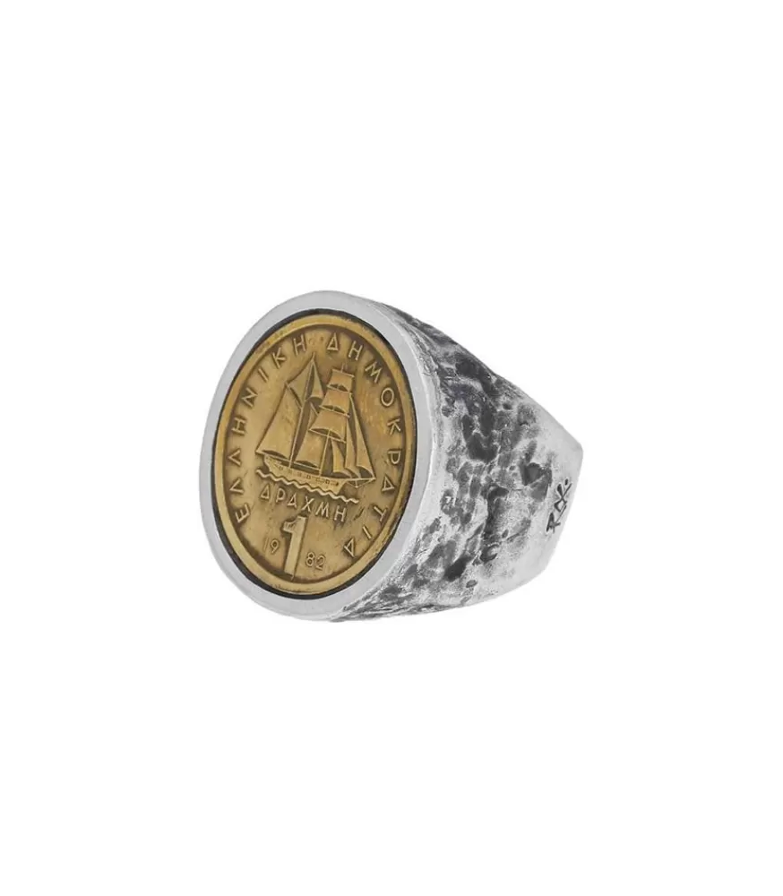 Femme Roc Paris Bague Piece Drachme Argent