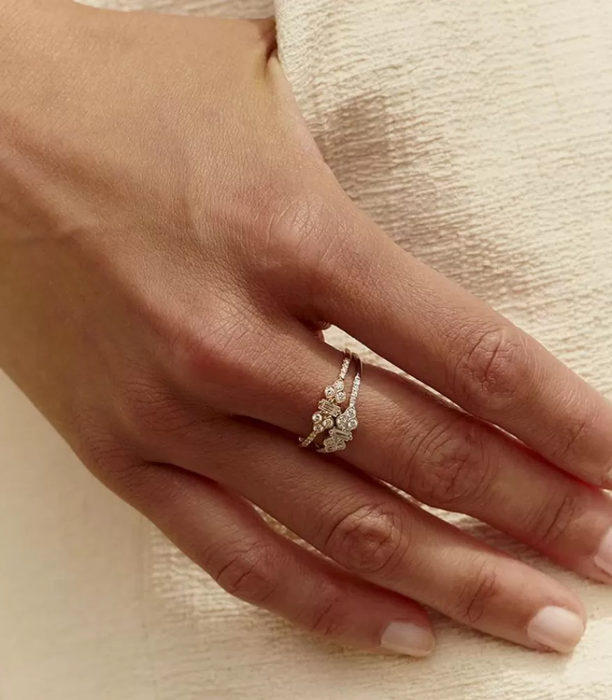 Femme Stone Paris Bague Plein Soleil Petit Modele Or Blanc Et Diamants