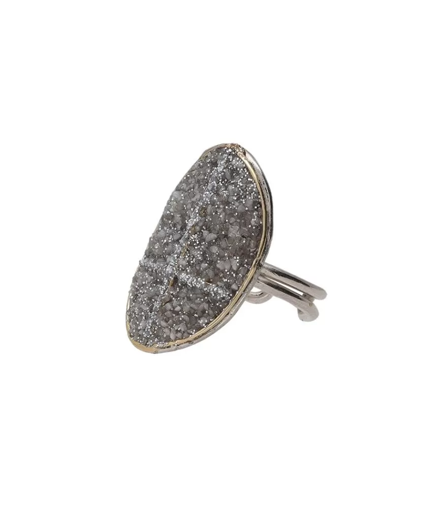 Femme Lsonge Bague Stella Croix En Zirconium Gris