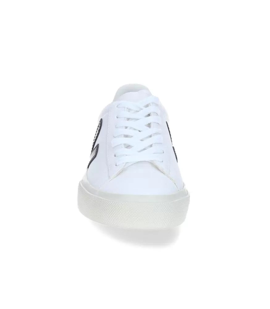 Femme Veja Baskets Campo Chromefree Leather White Black Emeraude