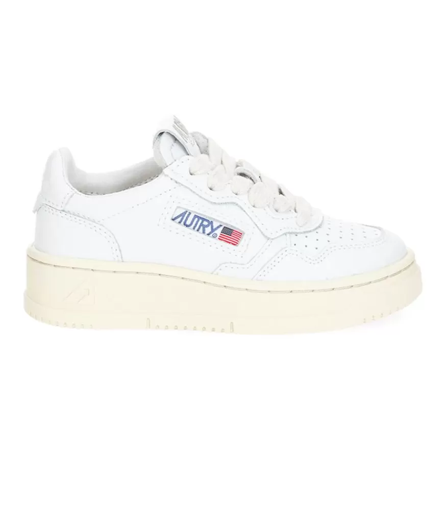 Femme Autry Baskets Enfant Medalist Low Cuir Blanc