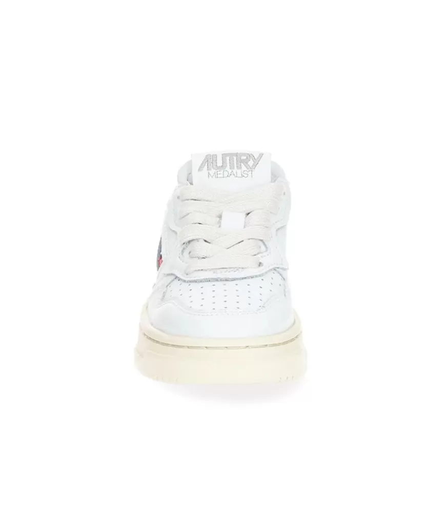 Femme Autry Baskets Enfant Medalist Low Cuir Blanc