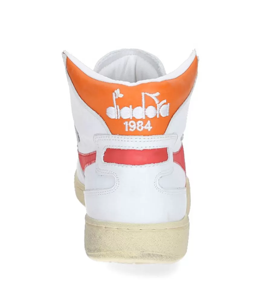 Femme Diadora Baskets Heritage Mi Used Blanc/Corail