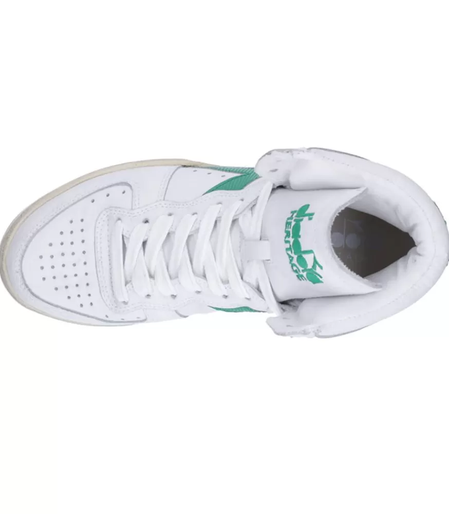 Femme Diadora Baskets Heritage Mi Used Blanc/Verde Verdeggiante