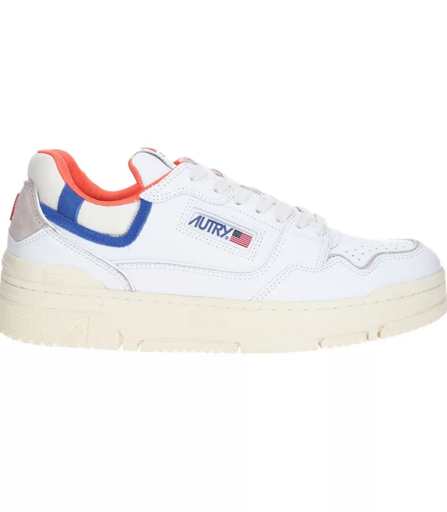 Homme Autry Baskets Homme Clc Blanc Orange Et Bleu