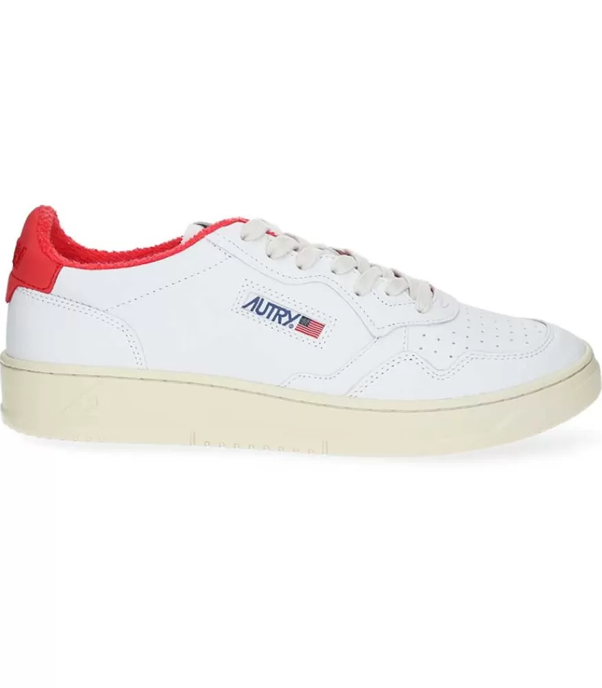 Homme Autry Baskets Homme Medalist Low Goat Sponge White/Red