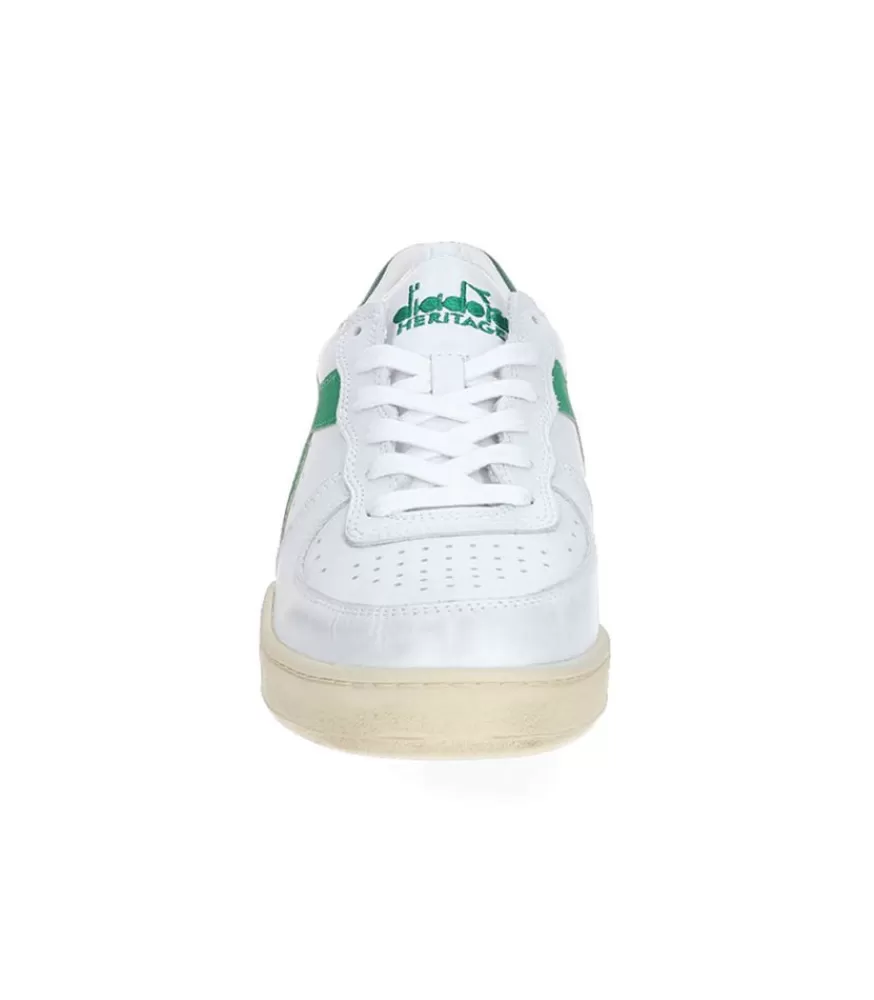 Homme Diadora Baskets Homme Mi Low Used Bianco/Verde Verdeggiante