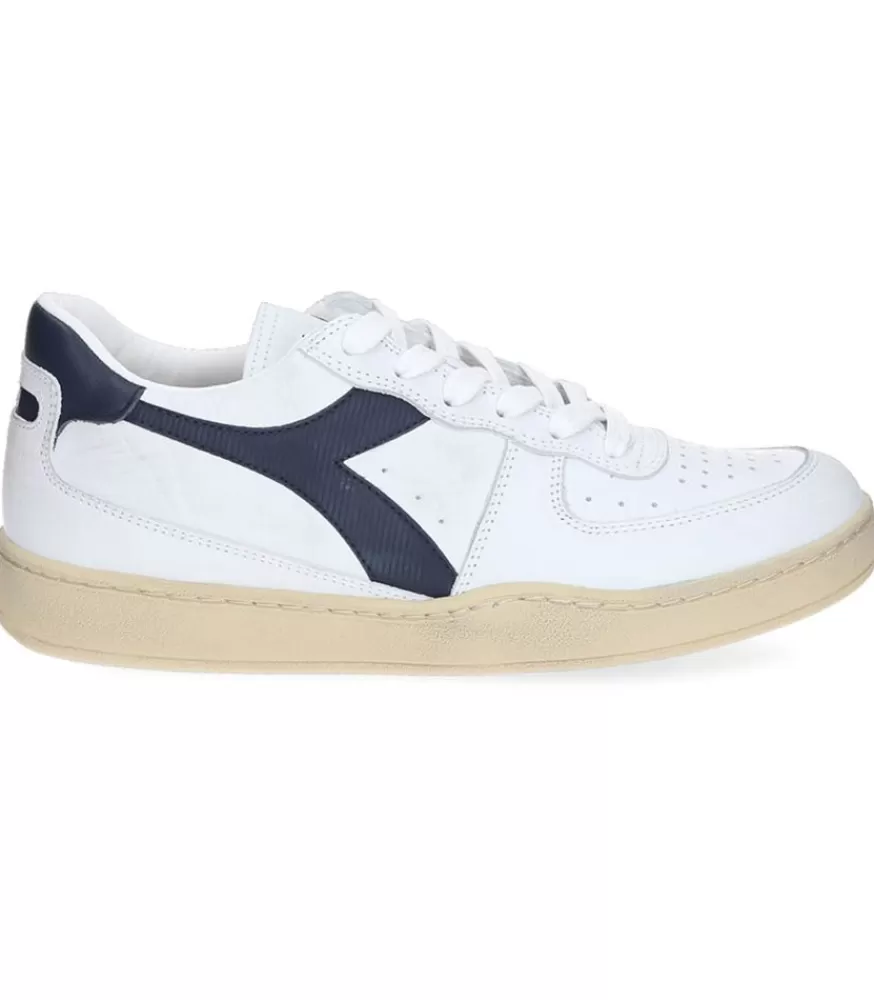 Homme Diadora Baskets Homme Mi Low Used Blanc/Bleu Nuits