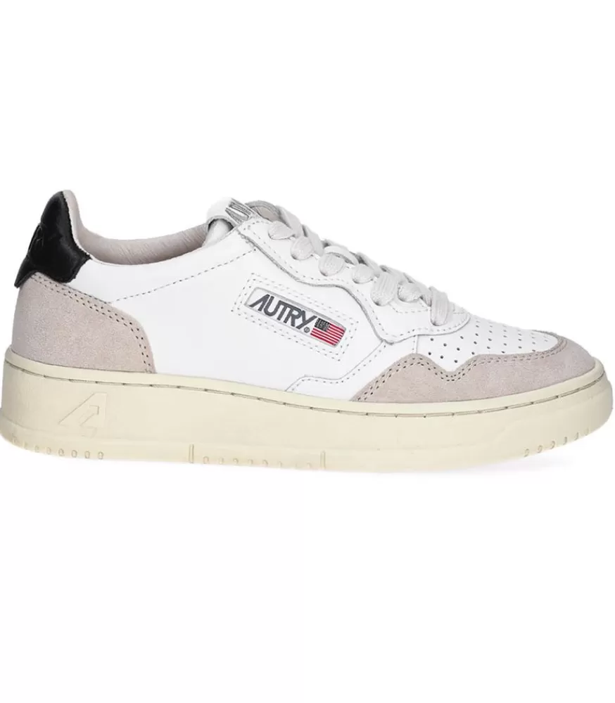 Femme Autry Baskets Medalist Low Daim Et Cuir White/Black