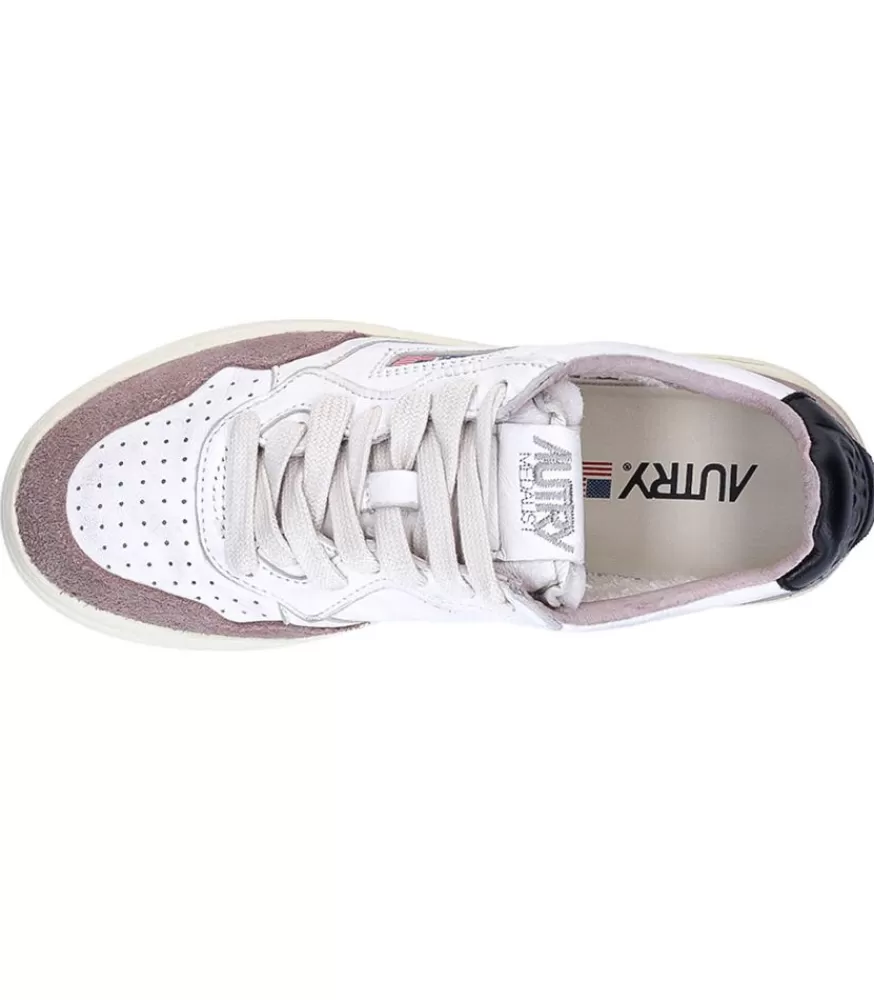 Femme Autry Baskets Medalist Low En Cuir Suede Powder Black