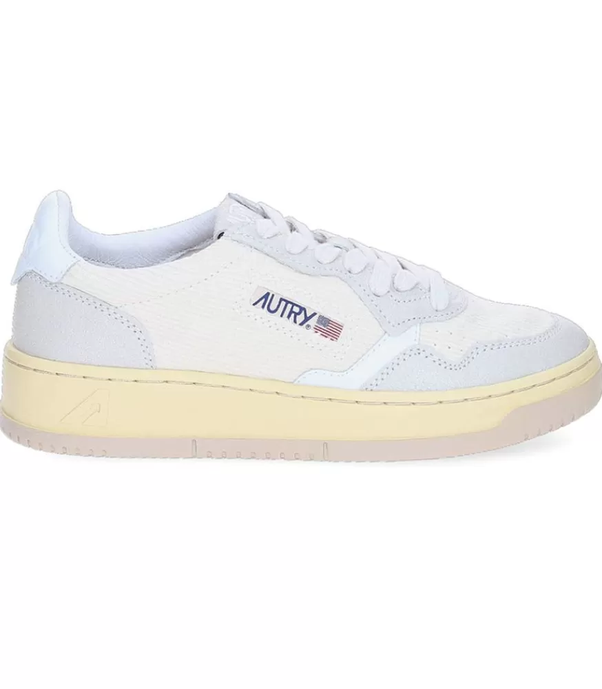 Femme Autry Baskets Medalist Low Velours Cotele Ivoire