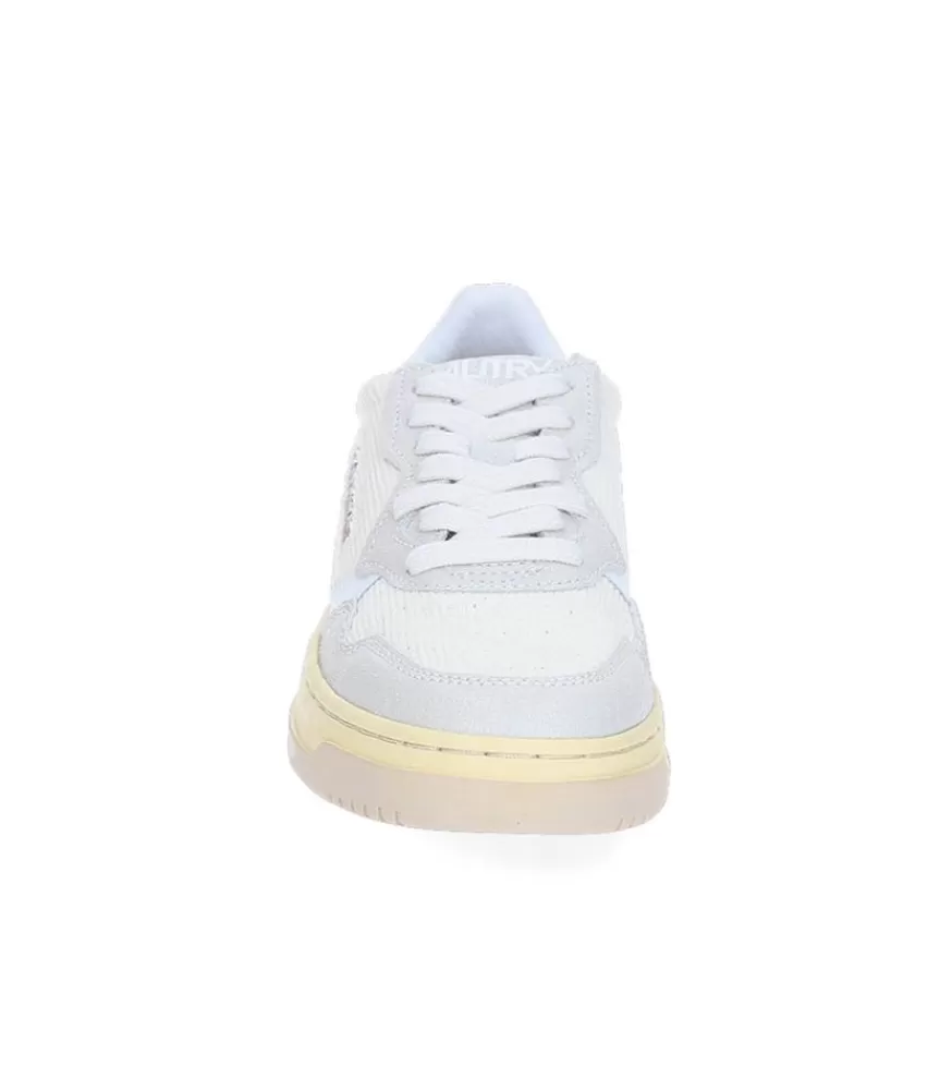 Femme Autry Baskets Medalist Low Velours Cotele Ivoire