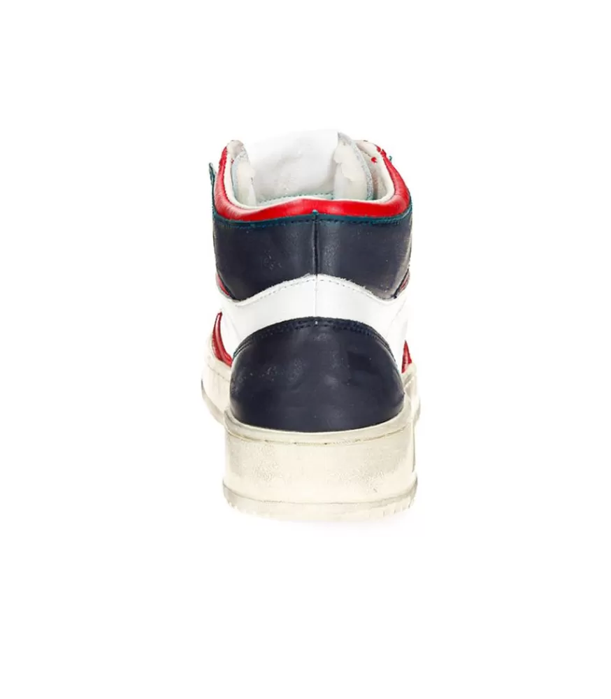 Femme Autry Baskets Medalist Super Vintage Blanc Rouge Bleu