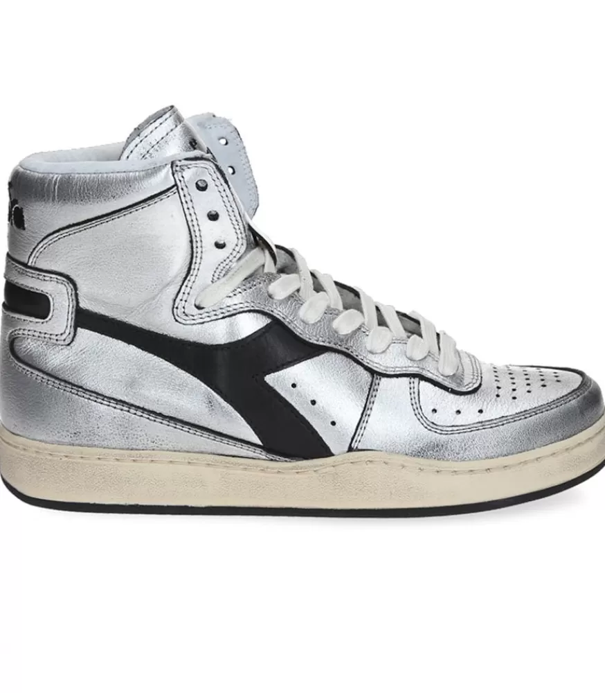 Femme Diadora Baskets Mi Silver Used Argento/Nero