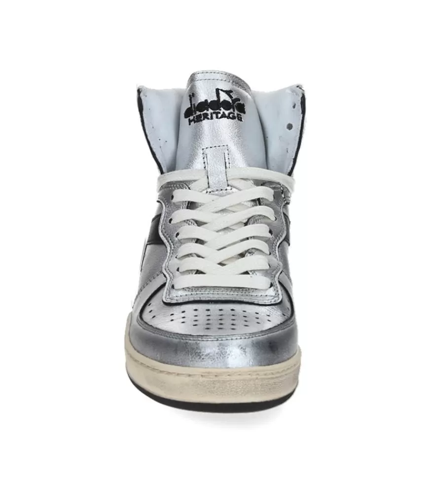 Femme Diadora Baskets Mi Silver Used Argento/Nero