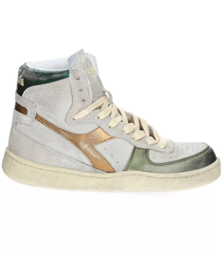 Femme Diadora Baskets Montantes Mi Metal Pigskin Oyster White