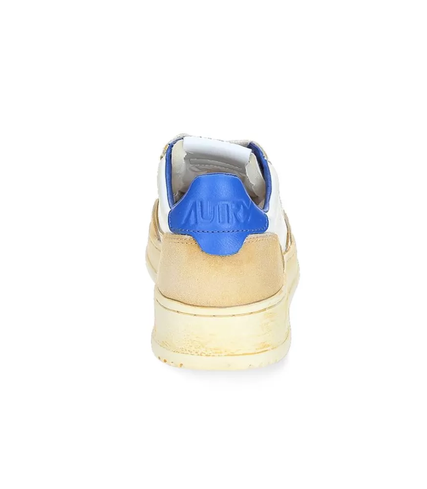 Femme Autry Baskets Super Vintage Low Blanc Et Bleu