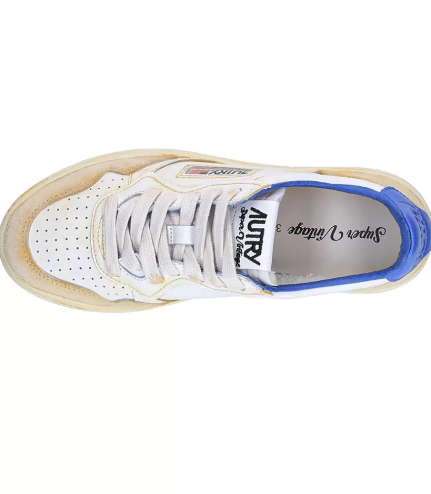 Femme Autry Baskets Super Vintage Low Blanc Et Bleu