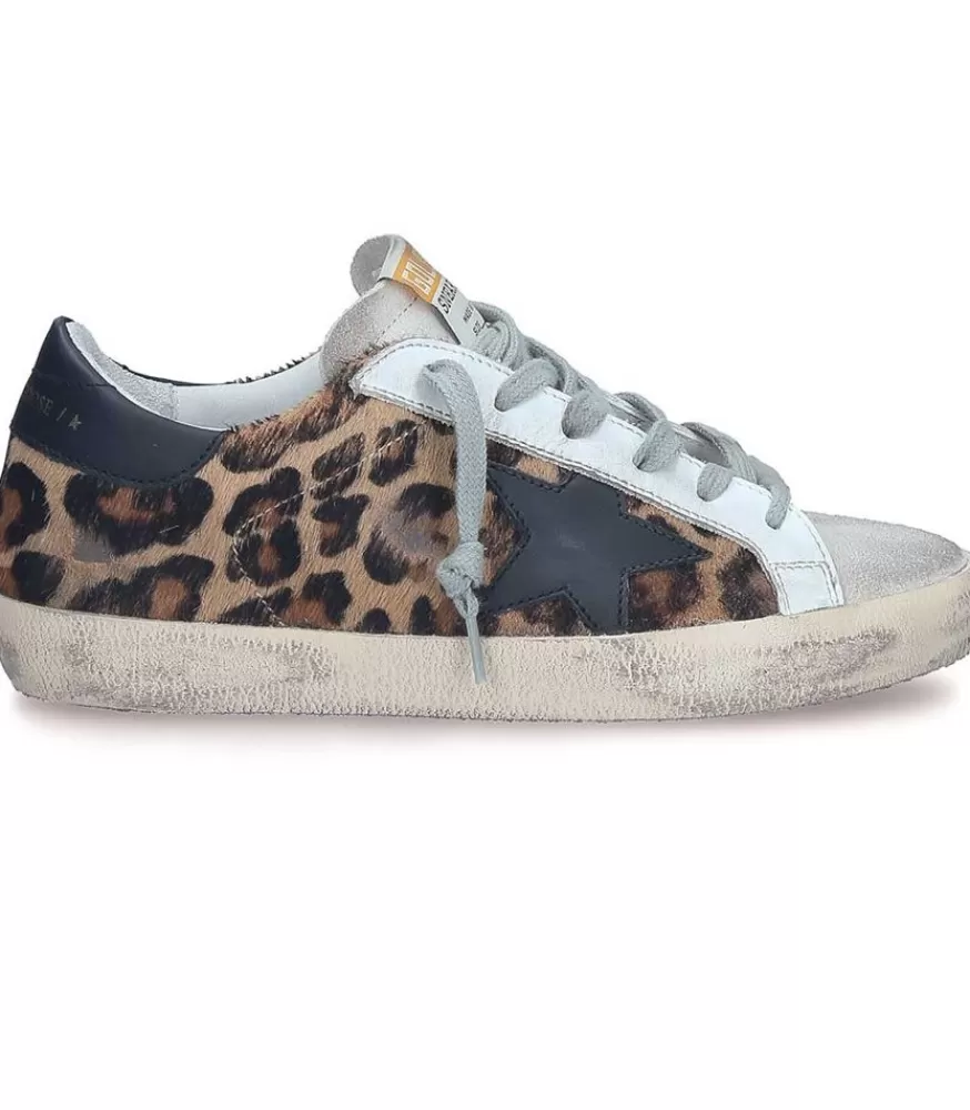 Femme Golden Goose Baskets Super-Star Cuir Horsy Leopard