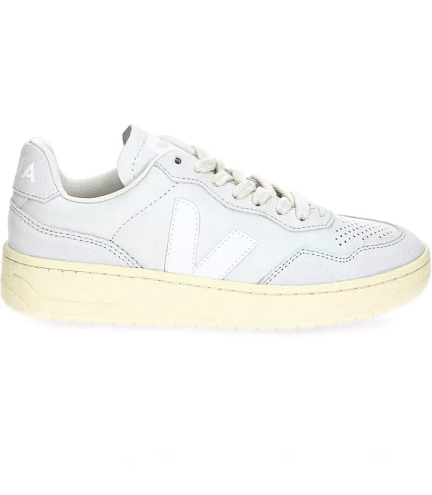 Femme Veja Baskets V-90 Leather Gravel White