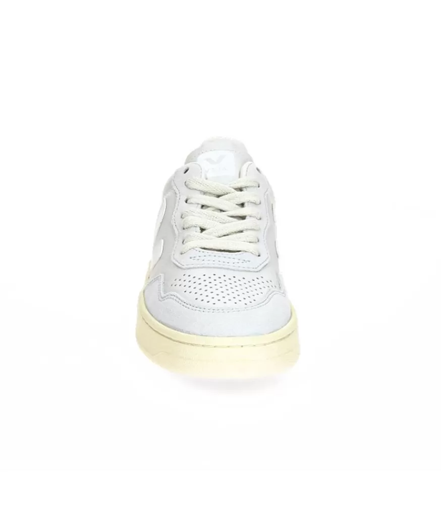 Femme Veja Baskets V-90 Leather Gravel White