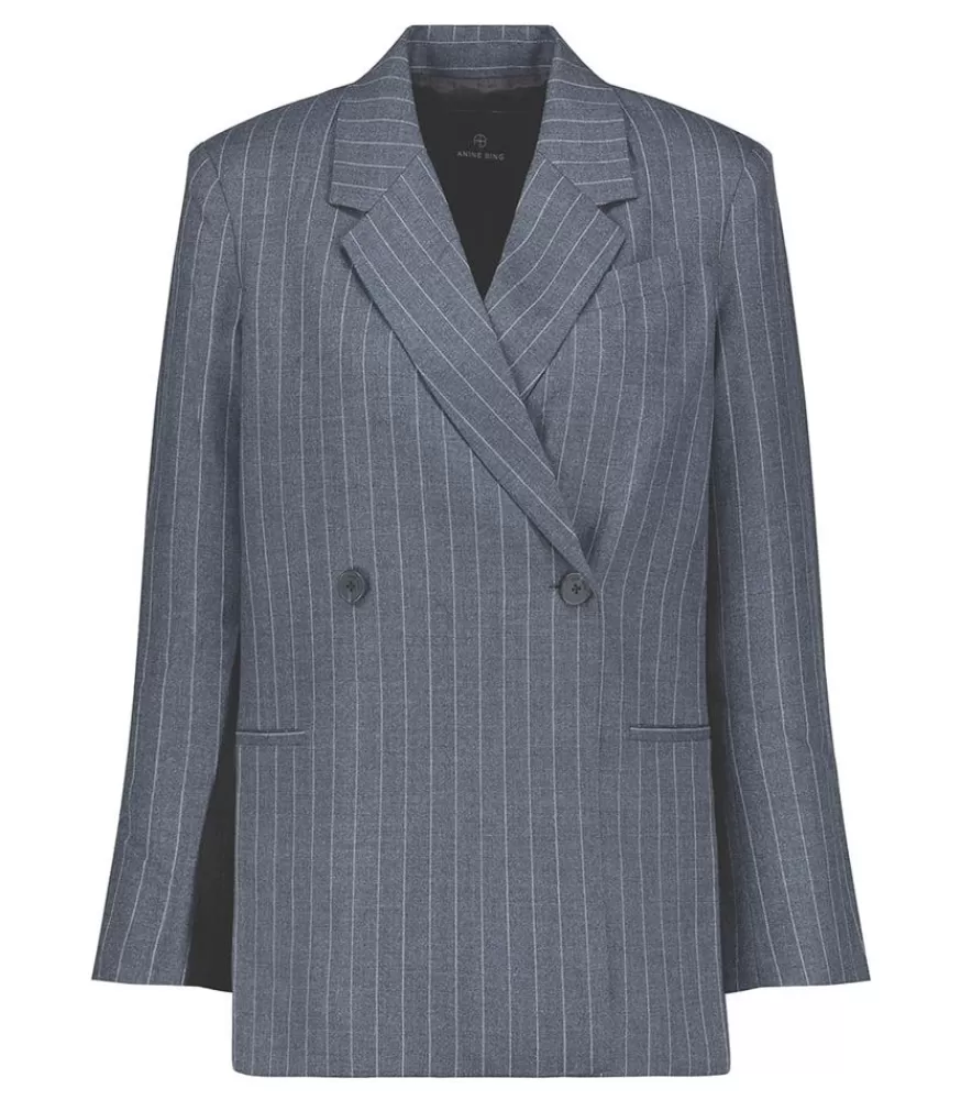 Femme Anine Bing Blazer Kaia Grey Pinstripe