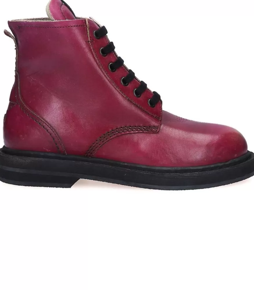 Femme Golden Goose Boots A Lacets Ele Bordeaux