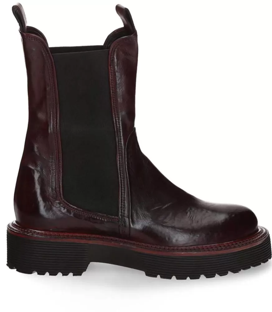 Femme King Tartufoli Boots Chelsea Monastero En Cuir Bordeaux