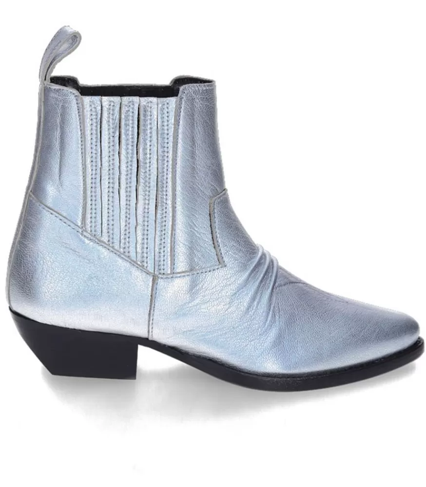 Femme Fury London Boots En Cuir Rose Galaxy Matte Silver