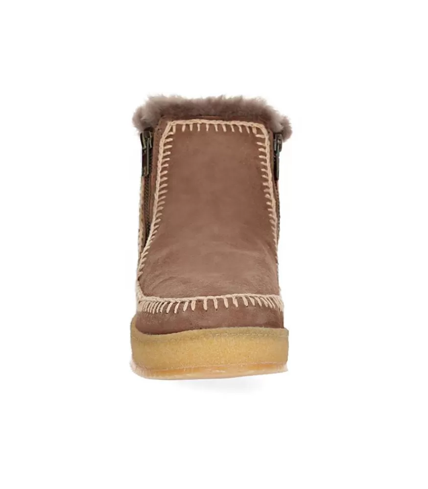 Femme laidback london Boots Setsu Crochet Crepe Suede Camel/Beige